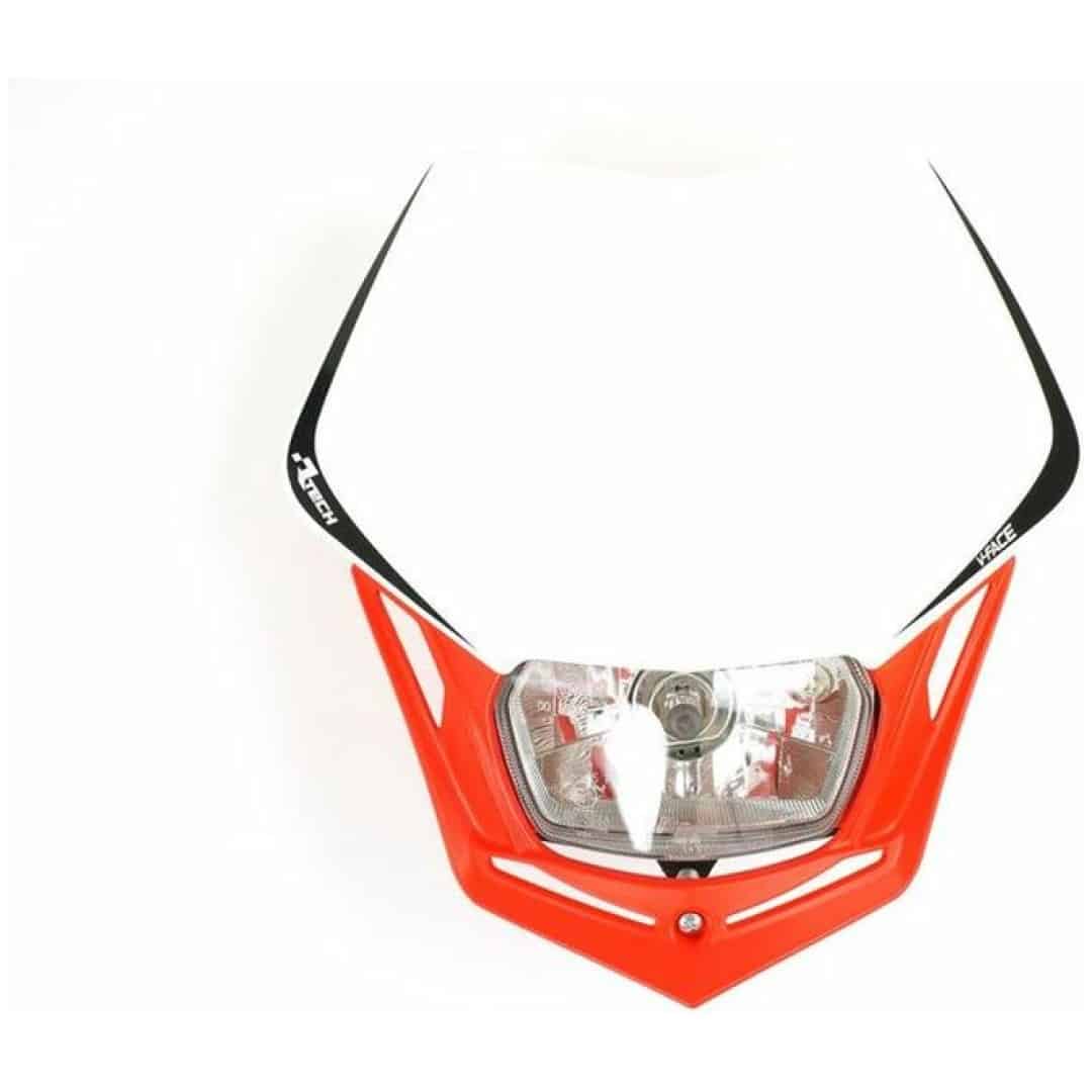 Scheinwerfer Motorrad Lampenmaske V-Face rot/weiß universal 35/35W + Standlicht, R-MASKBNRS008 4