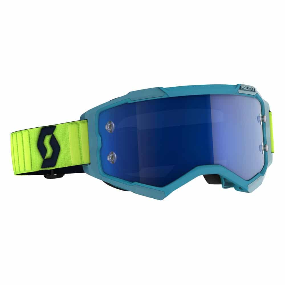 SCOTT Fury teal blue/neon yellow / electric blue chrome works 2
