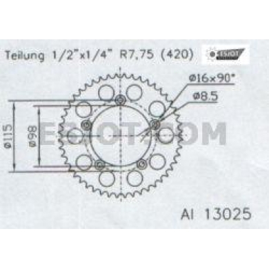ZAP TechniX Kettenrad ( D ) für KTM SX 65 02-  46 Zähne 7