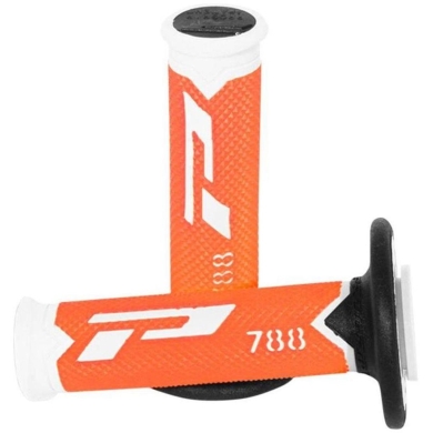 Progrip Tri-Compound Griffgummi-Set Motocross Enduro MX Griffe 788 weiß/schwarz/fluo orange