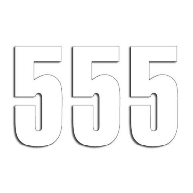 Startnummern weiss 3 Stück 13x7cm klein Nummer 5