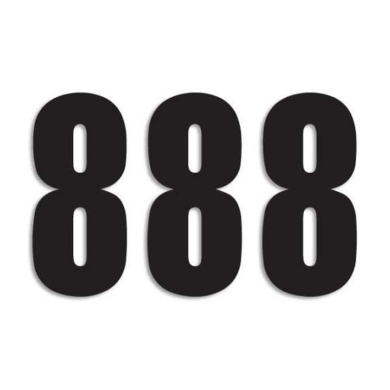 Startnummern schwarz 3 Stück 13x7cm klein Nummer 8