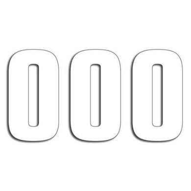 Startnummer 0 weiss 3 Stück 16×7,5cm