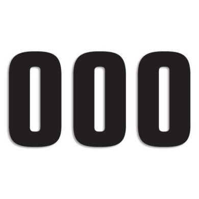 Startnummer 0 schwarz 3 Stück 16×7,5cm