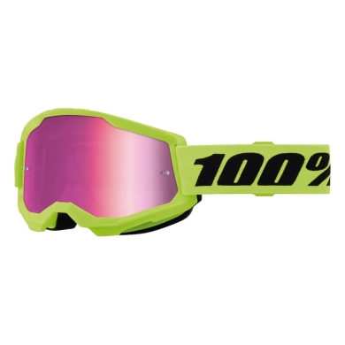 100% Strata 2 Brille – GOGGLE STRATA 2 Kinder NEON gelb verspiegelt PK